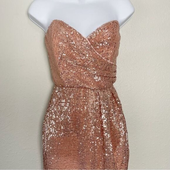 NBD Revolve sequin kash gown baby pink strapless XS - Picture 4 of 15